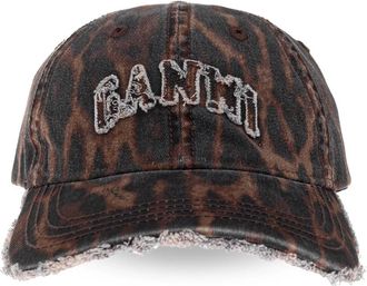 Ganni Cap in Ocelot Leopard - Dames - Petten - Bruin - ONE Size - Katoen - Accessoires