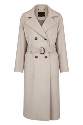 Moorer Womens Double Breasted Long Coat In Beige