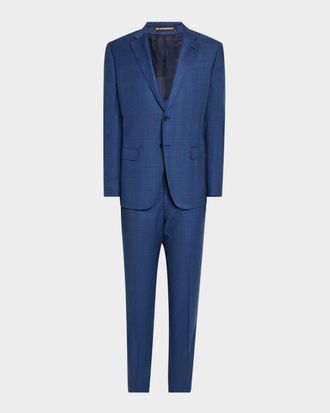 Emporio Armani Men & apos;s Micro-Plaid Wool-Blend Suit