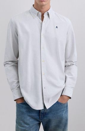 Scalpers New Oxford Bd Slim Oe Shirt in Khakistripes at Nordstrom, Size 39 Eu