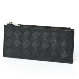 Bottega Veneta Black Green Leather Coin Purse/Coin Case (Pre-Owned)