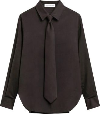 Frankie Shop Brown Peri Wool-Blend Tie-Detail Shirt