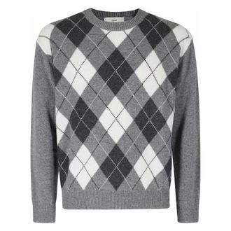 Dunst Argyle trui met ronde hals - Heren - Truien - Grijs - Maat: L Wol