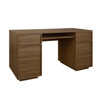 Sweeek Escritorio efecto madera con 2 puertas y 2 cajones, 140cm, nogal