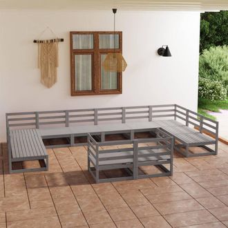 vidaXL Juego De Muebles De Jard&iacute;n 12 Piezas Madera Maciza De Pino Vidaxl
