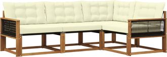 vidaXL Conjunto De Sof&aacute;s De Exterior 4 Uds. Natural Y Crema Vidaxl