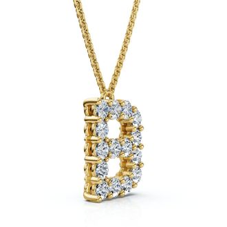 Pompeii3 1Ct Diamond Initial B Pendant 14k Gold 18 Necklace Lab Grown 5/8 Tall