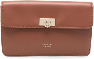 Ferragamo Brown Gancini Mini Crossbody Bag