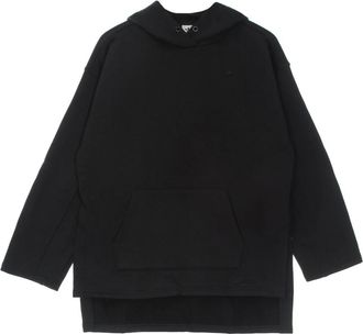 adidas Hoodies & sweatvesten, Dames, Zwart, M, Katoen, Zwarte Fleece Hoodie met Asymmetrische Zoom