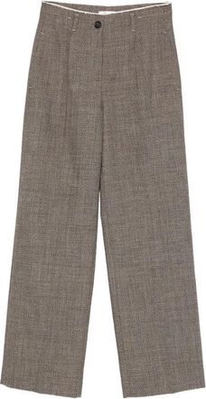 Tela Broek met rafelrand en marl-effect - Dames - Straight fit broeken - Bruin - 2XS - Leer - Broeken