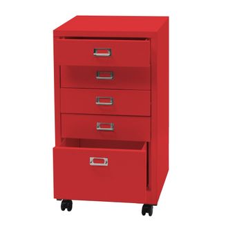 Hhg Hhg - Cajonera M&oacute;vil 456, Cajonera Archivador De Acero, Metal 75x40x41cm 5 Cajones, Rojo