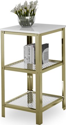 OEM Estanter&iacute;a Industrial De 3 Niveles Para Sal&oacute;n, Atornillada, 40x40x80 Cm, Color Oro Y Blanco Brillante