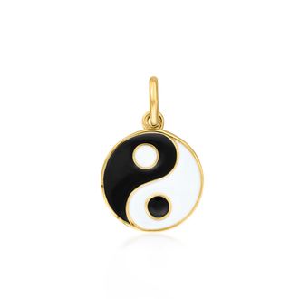 RS Pure by Ross-Simons Black and White Enamel Yin-Yang Charm in 14kt Yellow Gold