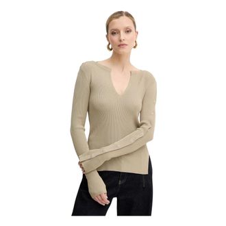 Patrizia Pepe V-hals Breiwerk - Dames - V-hals truien - Beige - XS - Truien & Vesten