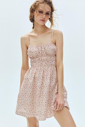H&M Tie-strap Cotton Dress in Light Pink/floral at Nordstrom, Size Xx-Large