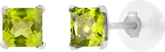 MAX + STONE 14k Yellow or White Gold 4mm Square Princess Cut Gemstone Stud Earrings