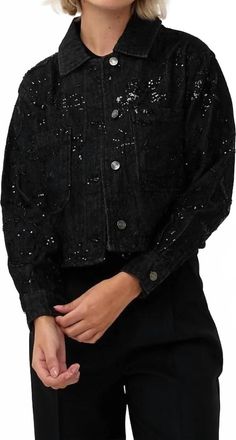Esqualo Elsie Embroidered Jacket In Black