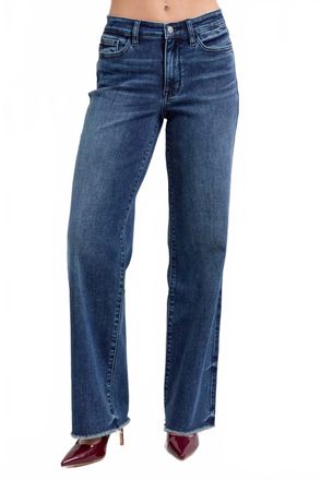 Judy Blue Mid Rise Wide Leg Jeans In Dark Blue