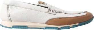 Dolce & Gabbana Leren Instaploafers Wit Bruin Blauw - Heren - Loafers - Veelkleurig - 41 1/2 EU - Leer - Schoenen