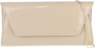 Girly HandBags Womens Plain Glossy Clutch Bag - Nude