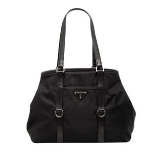 Prada Pre-owned Tote Bags, female, Black, Size: ONE SIZE Pre-owned Vintage Nylon Tote