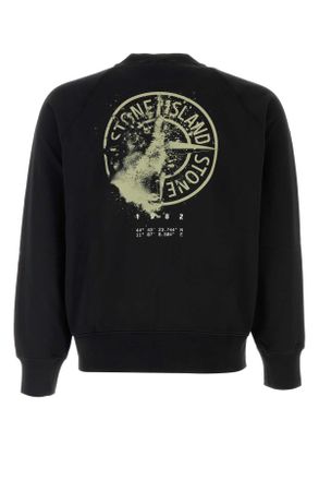 Stone Island Logo-Embroidered Cotton Sweatshirt - Black