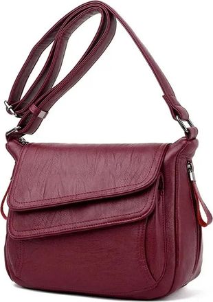 Generic Compatible For Soft Leather Purses And Handbags Women Bags Shoulder Crossbody(Burgundy)