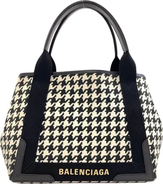 Balenciaga Black White Canvas Tote Bag (Pre-Owned)