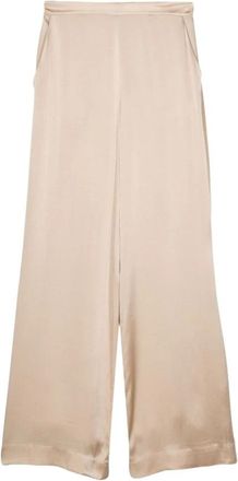 Semicouture Wijde broek - Dames - Wijde Broeken - Bruin - M - Satijn - Broeken