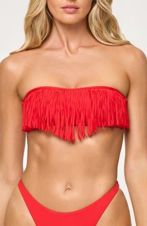 L*Space Dixie Fringe Strapless Bikini Top in Flame at Nordstrom Rack, Size X-Small