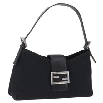 Fendi Pre-owned Cotton Shoulder Bag (Vintage) - Dames - Pre-owned - Zwart - Maat: ONE Size Katoen