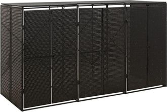 vidaXL Cobertizo Para 3 Contenedores De Basura Rat&aacute;n Pe 207x80x117 Cm Vidaxl
