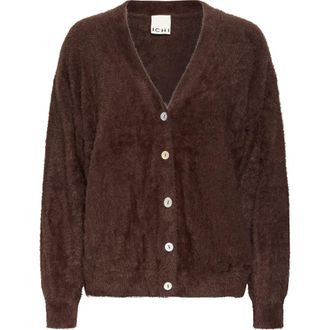 Ichi Eyelash Knit Cardigan in Coffee Bean at Nordstrom Rack, Size Large
