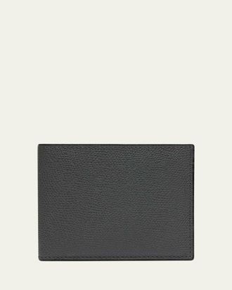 Valextra Mens Leather V-Cut Bifold Wallet