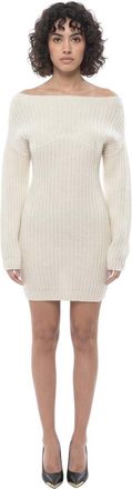 Dsquared2 White Knitted Off Shoulder Mini Dress