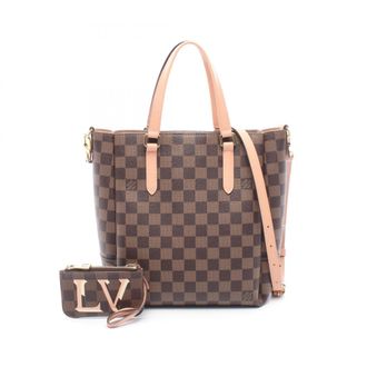 Louis Vuitton Brown Damier Canvas Pink Coated Canvas Leather Handbag Tote Bag (Pre-Owned)