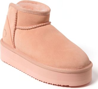 Dearfoams Fireside by Dearfoams Womens Kingston Genuine Shearling Platform Bootie
