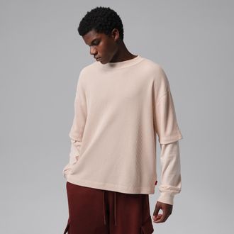 Nike Jordan Mens Jordan Brooklyn Waffle Crew-Neck Sweatshirt in White | IM9816-272