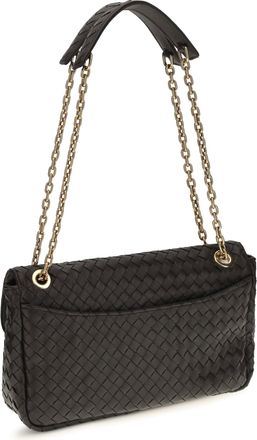 Bottega Veneta Womens Shoulder Bag Intreccio Espresso Calf Leather Espresso-Brass Espresso/brass