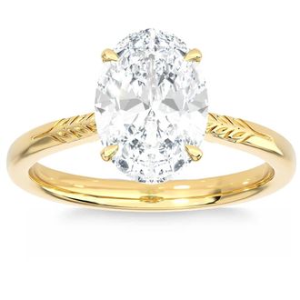 Pompeii3 Certified 2 1/2Ct Oval Solitaire Diamond Engagement Ring in 14k Gold Lab Grown