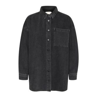 MY ESSENTIAL WARDROBE Dark Grey Wash Denim Jacket - female - My Essential Wardrobe - Shirts - Gray - XL - Blouses & Shirts