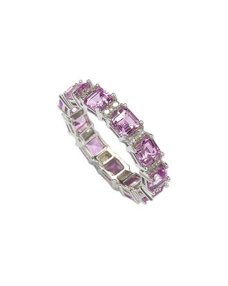 Suzy Levian Silver 0.02 Ct. Tw. Diamond & Sapphire Eternity Ring
