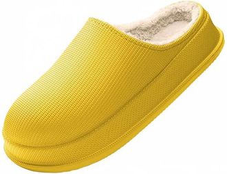 Generic Cloud Slippers for Women Men,Warm Slippers Indoor Outdoor,Sole Fuzzy Slip-On House Shoes with Plush Lining (Yellow, M, Adult, Women, 10.5, Numeric Ran