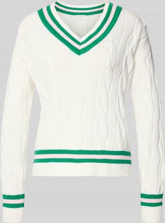 Christian Berg Strickpullover mit V-Ausschnitt in Offwhite, Gr&ouml;&szlig;e XXL