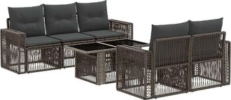 vidaXL Conjunto De Sof&aacute;s De Jard&iacute;n 6 Uds. Gris Y Gris Oscuro Vidaxl