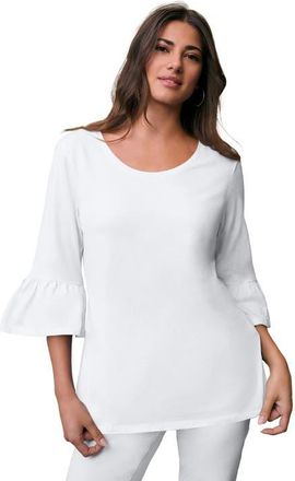 Roaman's Plus Size Cotton Ultimate Bell Sleeve Tee in White at Nordstrom, Size 24