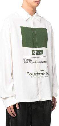 424 Grafisch Print Shirt Wit Katoen - Heren - Casual Overhemden - Wit - XL - Katoen - Overhemden