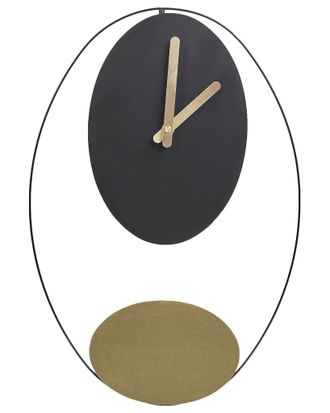 Beliani Beliani - Orologio Da Parete 31 X 45 Cm Design Moderno Senza Numeri Acciaio Nero E Oro Manigod