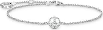 Thomas Sabo Thomas Sabo, Accessoires, Dames, Grijs, ONE Size, Armband Vredesymbool Zilverkleurig, Wit A2083-051-14-L19V