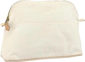 Herm&egrave;s Pre-owned Clutches, female, White, Size: ONE SIZE Pre-owned Canvas Pouch